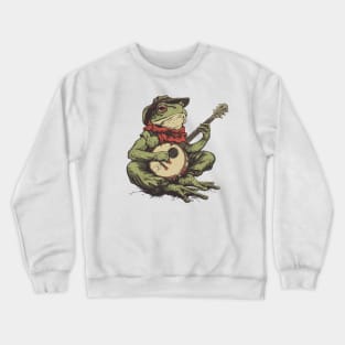 frog playing banjo Crewneck Sweatshirt